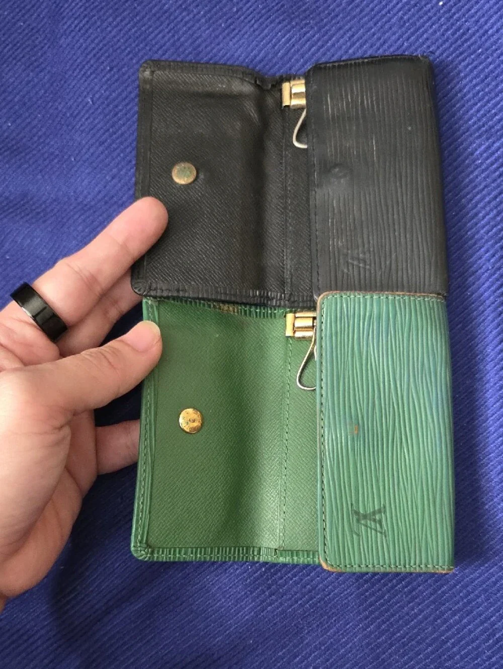 Louis Vuitton Green and Black Epi Leather Card Holders Set